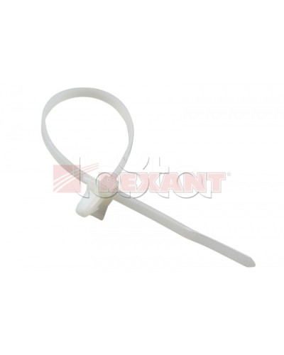 Хомут-стяжка нейлоновый, с крепежным пистоном 4.8х190 мм белый (100шт/уп) REXANT 07-0197 в Чебоксарах Стяжки-хомуты Pintop.ru