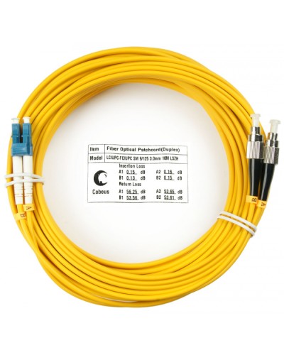 Шнур оптический duplex LC-FC 9/125 sm 10м LSZH Cabeus FOP(d)-9-LC-FC-10m в Чебоксарах Патч-корды оптические Pintop.ru