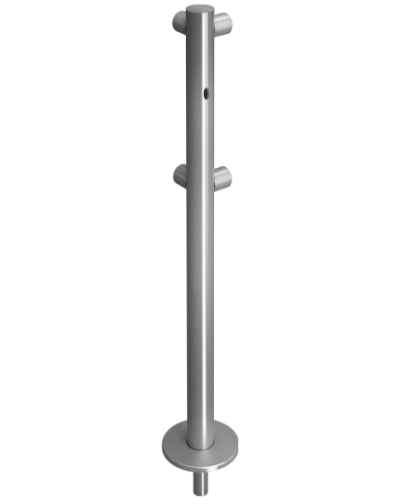 Стойка ограждения съемная L-образная с отверстием под фиксатор, 2 муфты слева Oxgard ВЗР 1996Р.21-06 в Чебоксарах Ограждения Pintop.ru