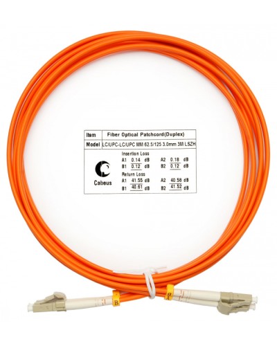 Шнур оптический duplex LC-LC 62,5/125 mm 3м LSZH Cabeus FOP-62-LC-LC-3m в Чебоксарах Патч-корды оптические Pintop.ru