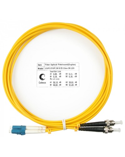 Шнур оптический duplex LC-ST 9/125 sm 3м LSZH Cabeus FOP(d)-9-LC-ST-3m в Чебоксарах Патч-корды оптические Pintop.ru