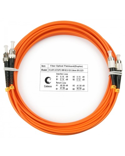 Шнур оптический duplex FC-ST 62,5/125 mm 20м LSZH Cabeus FOP-62-FC-ST-20m в Чебоксарах Патч-корды оптические Pintop.ru