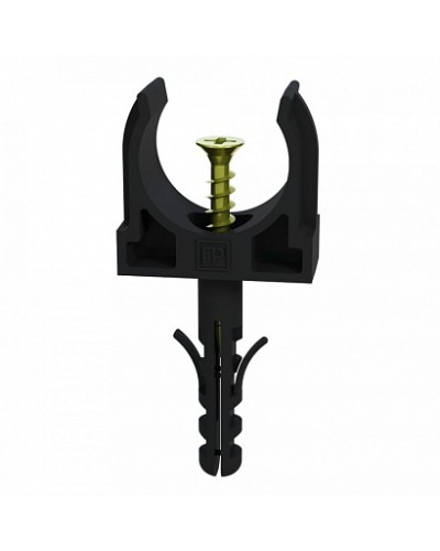 Крепеж-клипса с дюбелем и саморезом черная д25 (100шт/900шт уп/кор) Промрукав (PR13.0221) в Чебоксарах Держатели, клипсы, скобы Pintop.ru