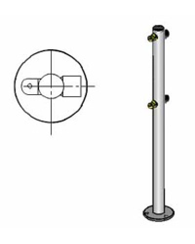 Стойка ограждения с 2-мя полупетлями под поворотную створку или секциюi-образная, 2 муфты Oxgard Стойка ограждения с 2-мя полупетлями i-образная (ВЗР 1996.01-01) в Чебоксарах Ограждения Pintop.ru