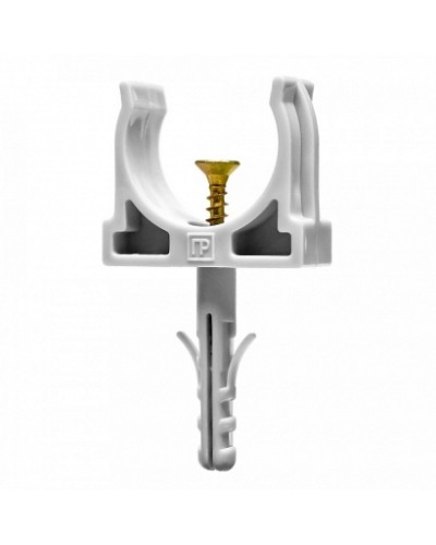 Крепеж-клипса с дюбелем и саморезом серая д25 (100шт/900шт уп/кор) Промрукав (PR13.0217) в Чебоксарах Держатели, клипсы, скобы Pintop.ru