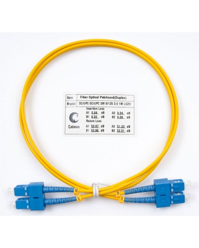 Пигтейл одномодовый оптический, SM 9/125, LSZH, duplex SC/SC (1 м) Cabeus FOP(d)-9-SC-SC-1m в Чебоксарах Патч-корды оптические Pintop.ru