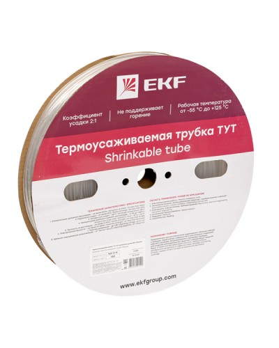 Термоусаживаемая трубка ТУТ 6/3 прозрачная рулон EKF PROxima (tut-6-tr) в Чебоксарах Аксессуары для кабель-канала Pintop.ru