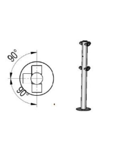 Стойкаограждения с отверстием под фиксаторi-образная, 4 муфты Oxgard Стойкаограждения с отверстием под фиксатор i-образная (ВЗР 1996.09.42) в Чебоксарах Ограждения Pintop.ru