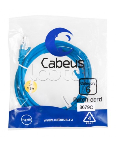 Патч-корд U/UTP Cabeus PC-UTP-RJ45-Cat.6-2m-BL-LSZH в Чебоксарах Патчкорды (медные) Pintop.ru