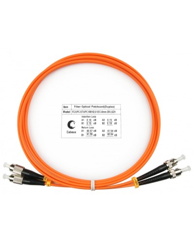Шнур оптический duplex FC-ST 62,5/125 mm 2м LSZH Cabeus FOP-62-FC-ST-2m в Чебоксарах Патч-корды оптические Pintop.ru