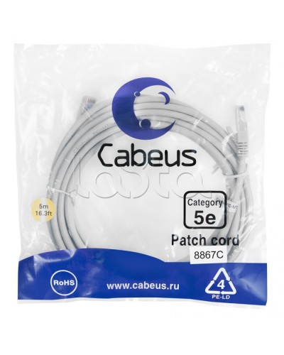 Патч-корд медный U/UTP кат.5е (5м) LSZH (черный) Cabeus (PC-UTP-RJ45-Cat.5e-5m-BK-LSZH) в Чебоксарах Патчкорды (медные) Pintop.ru