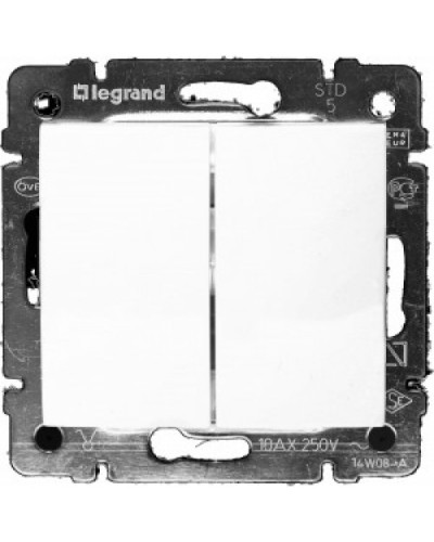 Переключатель на два направления двухклавишный Valena 10 AX 250 В белый Legrand 774408 в Чебоксарах Аксессуары для кабель-канала Pintop.ru