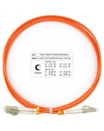 Шнур оптический duplex LC-LC 62,5/125 mm 1,5м LSZH Cabeus FOP-62-LC-LC-1,5m в Чебоксарах Патч-корды оптические Pintop.ru