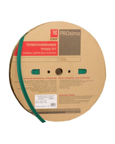 Термоусаживаемая трубка ТУТ нг 12/6 зелёная рулон EKF PROxima (tut-12-j) в Чебоксарах Аксессуары для кабель-канала Pintop.ru