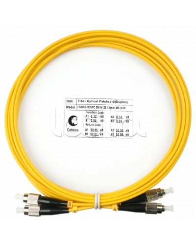 Шнур оптический duplex FC-FC 9/125 sm 3м LSZH Cabeus FOP(d)-9-FC-FC-3m в Чебоксарах Патч-корды оптические Pintop.ru