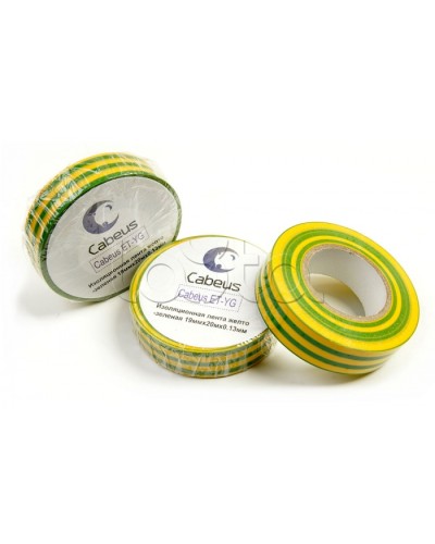 Лента изоляционная (желто-зеленая) Cabeus ET-YG в Чебоксарах Аксессуары для кабель-канала Pintop.ru