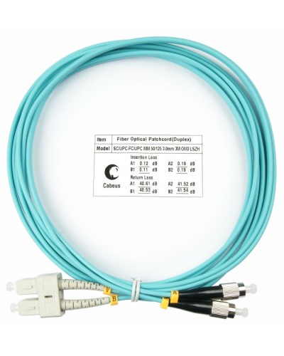 Шнур оптический duplex SC-FC 50/125 mm OM3 3м LSZH Cabeus FOP-50-SC-FC-3m в Чебоксарах Патч-корды и пигтейлы Pintop.ru