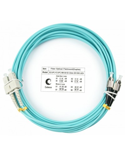 Шнур оптический duplex SC-FC 50/125 mm OM3 7м LSZH Cabeus FOP-50-SC-FC-7m в Чебоксарах Патч-корды и пигтейлы Pintop.ru