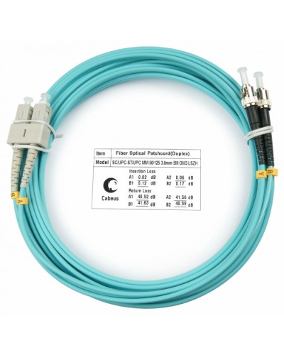 Шнур оптический duplex SC-ST 50/125 mm OM3 5м LSZH Cabeus FOP-50-SC-ST-5m в Чебоксарах Патч-корды и пигтейлы Pintop.ru