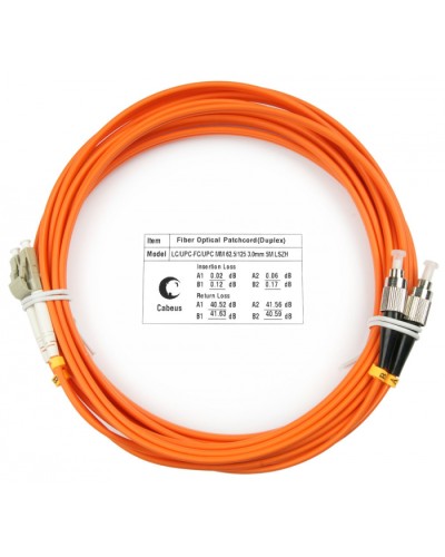 Шнур оптический duplex LC-FC 62,5/125 mm 10м LSZH Cabeus FOP-62-LC-FC-10m в Чебоксарах Патч-корды оптические Pintop.ru