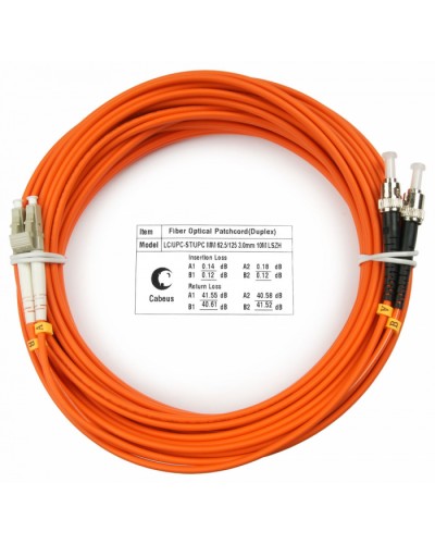 Шнур оптический duplex LC-ST 62,5/125 mm 10м LSZH Cabeus FOP-62-LC-ST-10m в Чебоксарах Патч-корды оптические Pintop.ru