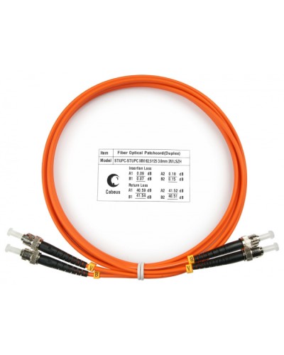 Шнур оптический duplex ST-ST 62,5/125 mm 2м LSZH Cabeus FOP-62-ST-ST-2m в Чебоксарах Патч-корды оптические Pintop.ru