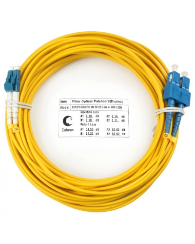 Шнур оптический duplex LC-SC 9/125 sm 15м LSZH Cabeus FOP(d)-9-LC-SC-15m в Чебоксарах Патч-корды оптические Pintop.ru