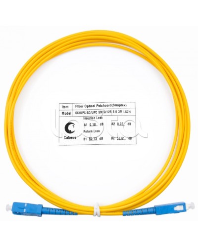 Патч-корд волоконно-оптический (шнур) SM 9/125 simplex SC-SC LSZH (3м) Cabeus FOP(s)-9-SC-SC-3m в Чебоксарах Патч-корды оптические Pintop.ru