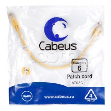 Патч-корд UTP, категория 6, 0.3 м, неэкранированный, желтый Cabeus PC-UTP-RJ45-Cat.6-0.3m-YL