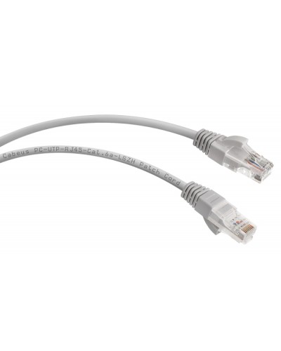 Патч-корд UTP, категория 6a, 10G, неэкранированный, LSZH, 10 м, серый Cabeus PC-UTP-RJ45-Cat.6a-10m-LSZH в Чебоксарах Патчкорды (медные) Pintop.ru