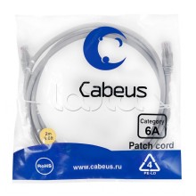 Патч-корд UTP, категория 6a, 10G, неэкранированный, LSZH, 2 м, серый Cabeus PC-UTP-RJ45-Cat.6a-2m-LSZH
