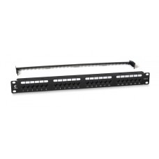 Патч-панель 19" (1U), 24 порта RJ-45, категория 6, Dual IDC, с задним кабельным организатором Cabeus PL2-24-Cat.6-Dual