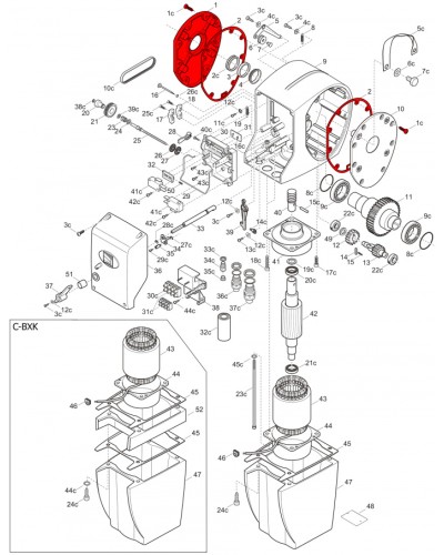 Правая крышка редуктора C-BX Came 119RICX026 в Чебоксарах Запчасти для шлагбаумов и автоматики Pintop.ru