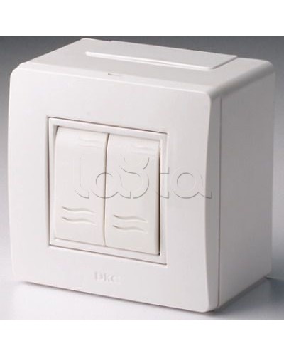 Коробка в сборе с 2-клавишным выключателем, коричневая DKC 10001B в Чебоксарах Распределительные коробки Pintop.ru