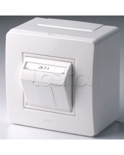 Коробка в сборе с 1 розеткой RJ45, кат.5е (телефон / компьютер), белая DKC 10665 в Чебоксарах Распределительные коробки Pintop.ru