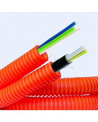 Электротруба ПНД гибкая гофр. д.16мм, цвет оранжевый, с кабелем ВВГнг(А)-LS 3х1,5мм² РЭК ГОСТ+, 100м DKC 7L916100 в Чебоксарах Труба гофрированная Pintop.ru
