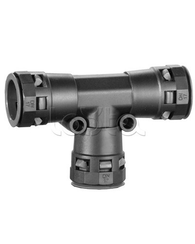 Тройник DN 17/17/17 мм, полиамид, цвет черный DKC PAT17N в Чебоксарах Повороты, муфты, тройники Pintop.ru