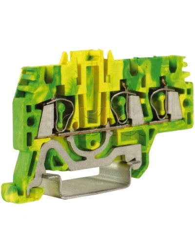 Зажим для заземления, 1 ввод/2 вывода, 2,5 кв.мм желто-зеленый DKC ZHT510 в Чебоксарах Держатели, клипсы, скобы Pintop.ru
