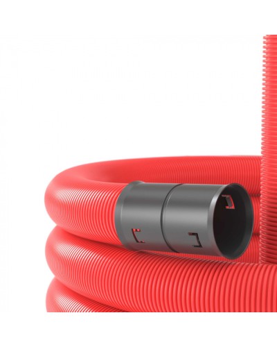Двустенная труба ПНД гибкая для кабельной канализации д.40мм с протяжкой, SN18, 500Н, 50м, красный DKC 121940 в Чебоксарах Труба гофрированная Pintop.ru