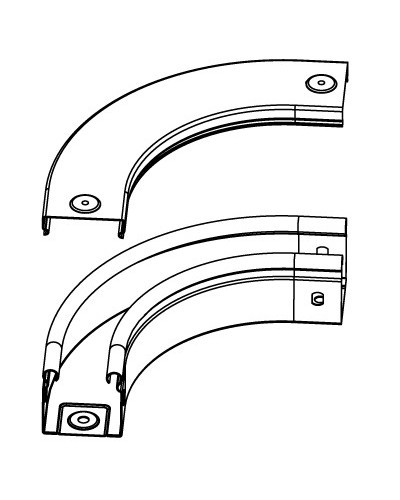 Крышка CPO 90 на угол горизонтальный 90° осн. 200 DKC 38004 в Чебоксарах Аксессуары для лотков Pintop.ru