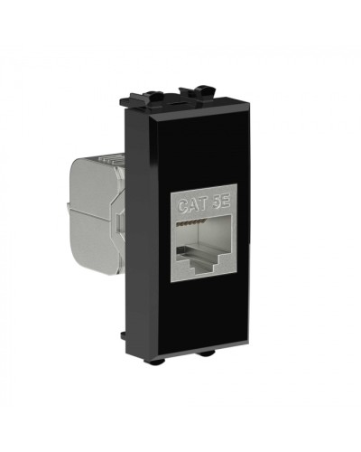 Avanti Компьютерная розетка RJ-45 без шторки модульная, кат.5е экран., Черный квадрат 1модуль DKC (4402761) в Чебоксарах Коннекторы Pintop.ru