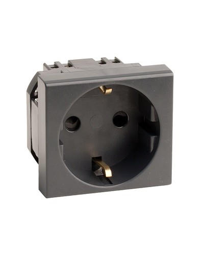 Розетка силовая 2Р+Е, со шторками, «Viva», 2 мод., цвет черный DKC (45205) в Чебоксарах Аксессуары для кабель-канала Pintop.ru