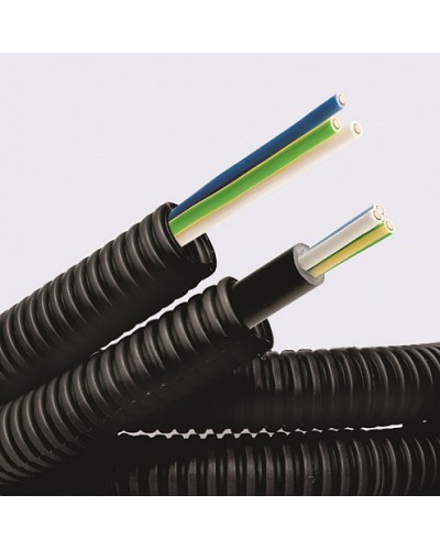 Электротруба ПНД гибкая гофр. д.20мм, цвет черный, с кабелем ВВГнг(А)-LS 3х2,5мм² РЭК ГОСТ+, 100м DKC 7S720100 в Чебоксарах Труба гофрированная Pintop.ru