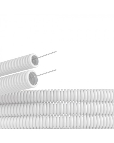 Труба ПЛЛ гибкая гофр. не содержит галогенов д.16мм, ПВ-0, с протяжкой,100м, цвет белый DKC (81816) в Чебоксарах Труба гофрированная Pintop.ru