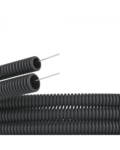 Труба ПВХ гибкая гофрированная. д.16мм, лёгкая с протяжкой,100м черный DKC 91916B в Чебоксарах Труба гофрированная Pintop.ru