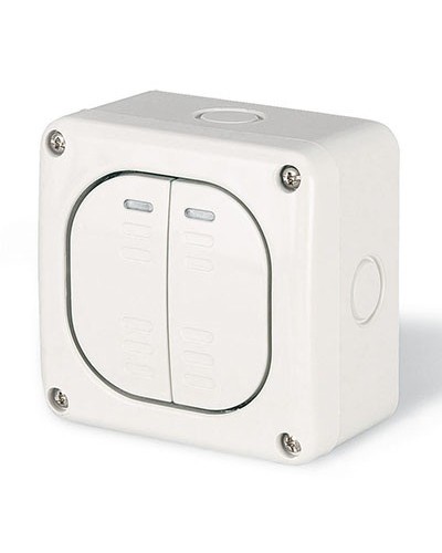 Выключатель однополюсный, двухклавишный, настенный DKC DIS1375022 в Чебоксарах Аксессуары для стоек и шкафов Pintop.ru