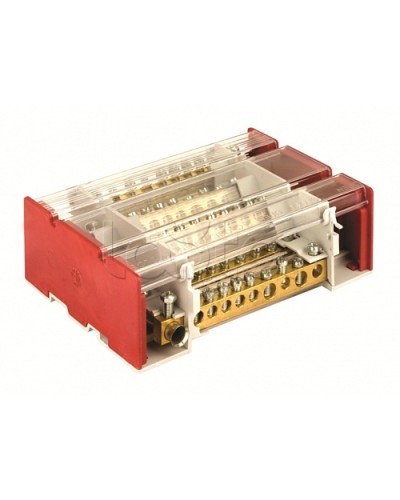 Блок распределительный на DIN рейку c выносной клеммой 4р 160А, 7х7мм 1х8мм 1х9мм 1х12мм DKC BD3160104 в Чебоксарах Аксессуары для стоек и шкафов Pintop.ru