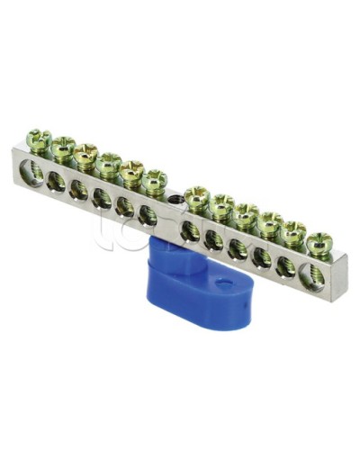 Шина 0 N (6x9мм) 12 отв. цинк синий угловой изолятор EKF PROxima (sn1-63-12-1) в Чебоксарах Клеммные колодки Pintop.ru