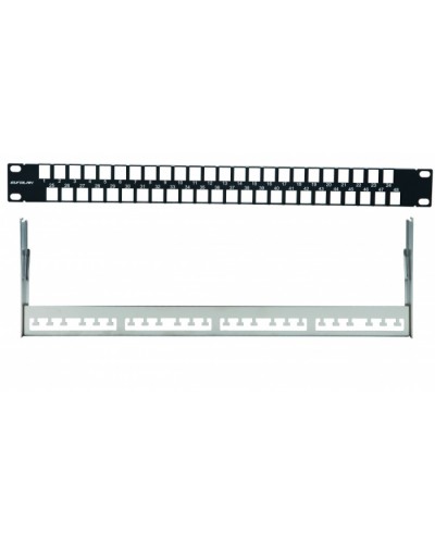 Комм. панель наборная 19, 1U, 48 портов под прямые UTP Keystone Eurolan (27B-00-48BL) в Чебоксарах Патч панель Pintop.ru