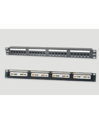 Патч-панель 19, 1U, 24xRJ45 категория 6 Eurolan (27B-U6-24BL) в Чебоксарах Патч панель Pintop.ru